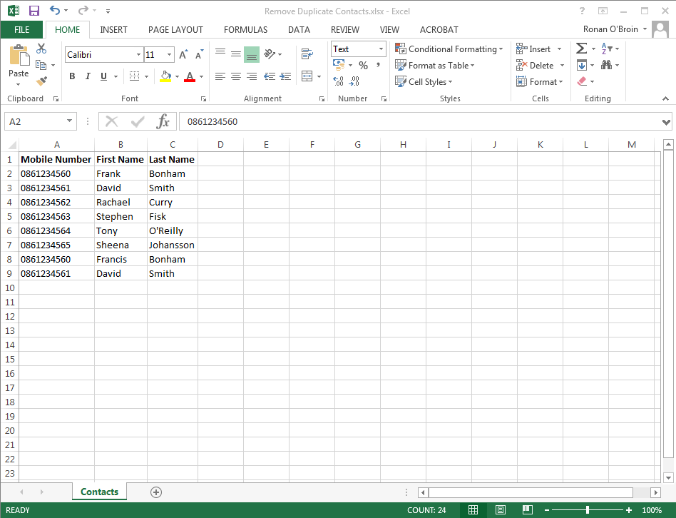 Excel Remove Duplicates