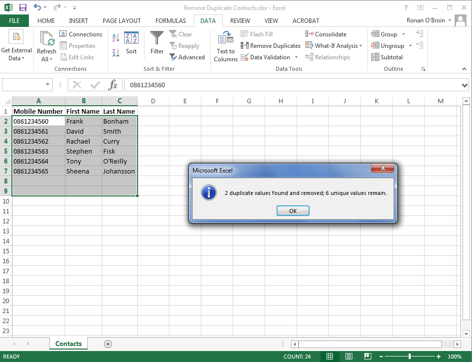 Excel Remove Duplicates 3