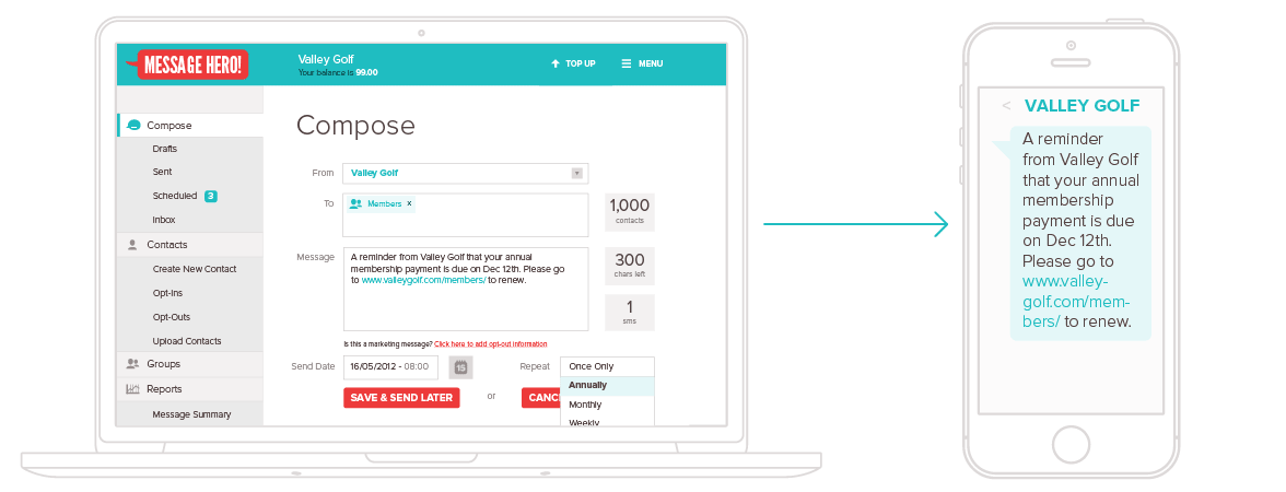 How to schedule, defer or repeat send business sms